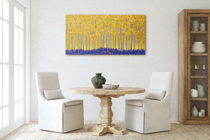 Fall Aspen on Canvas, Autumn Forest, Abstract Art, Contemporary Print