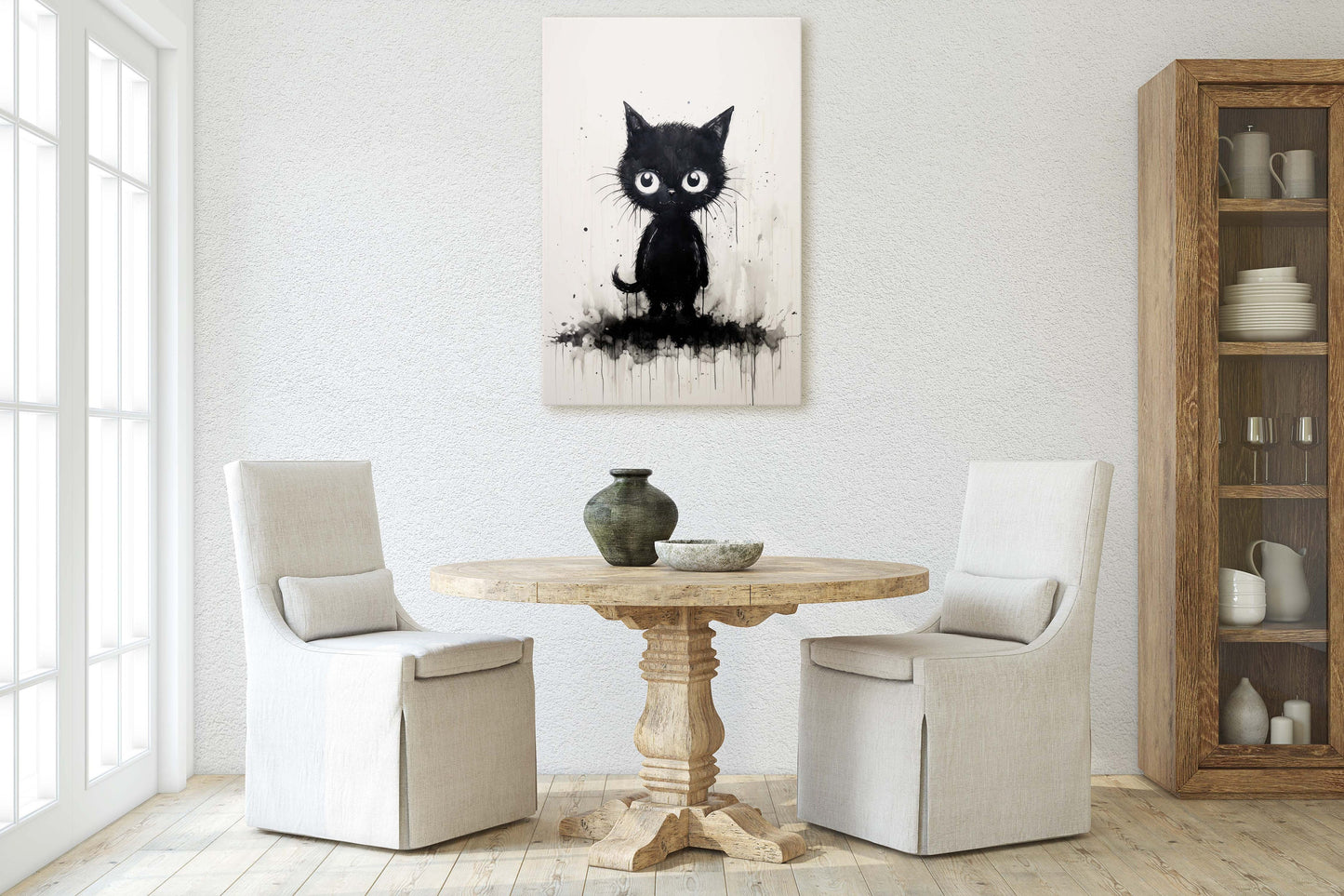 Black Cat Art, Black and White Cat, Cat Ink, Kitten Print, Graffiti, Street Art, Modern, Contemporary, Cute Kitten