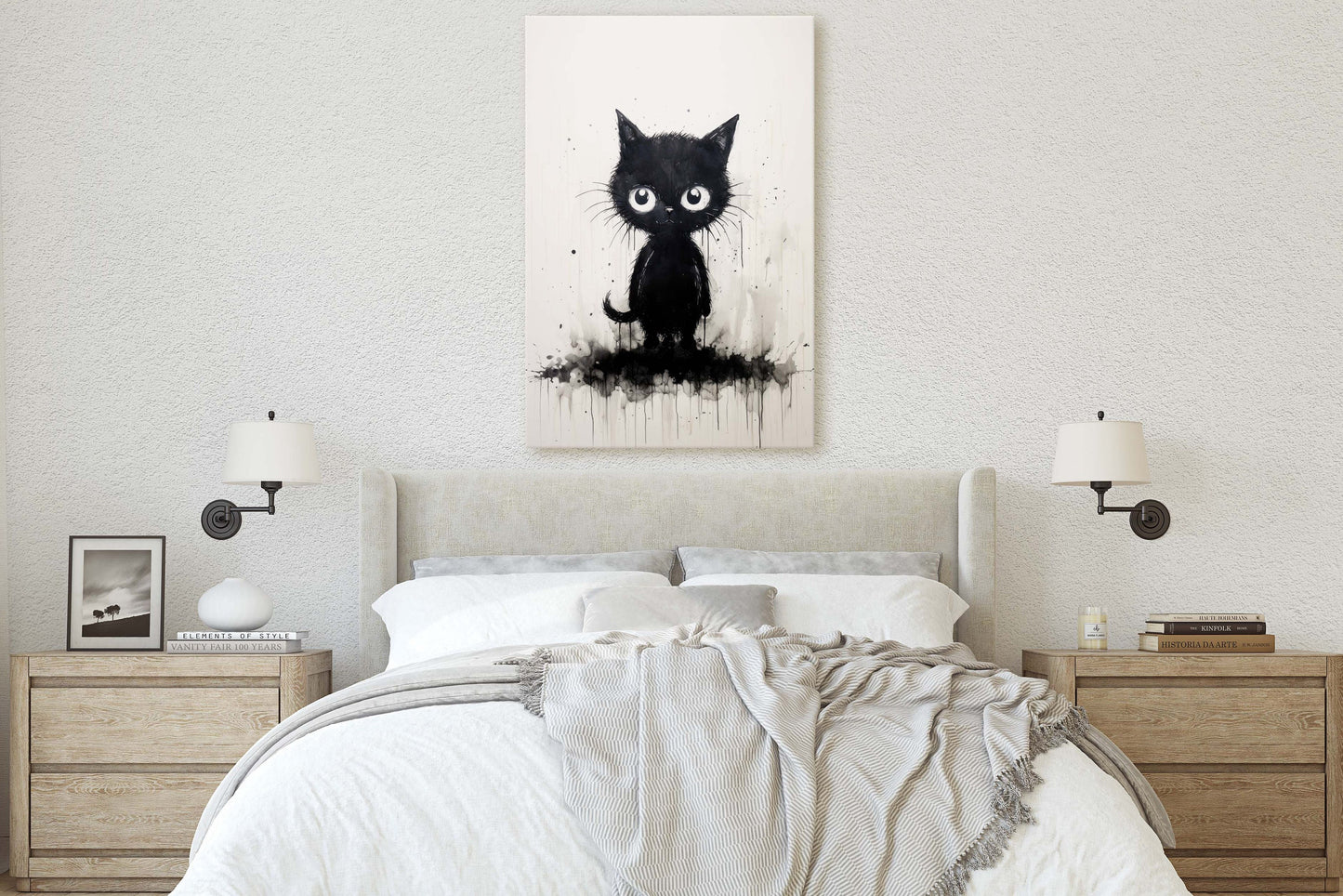Black Cat Art, Black and White Cat, Cat Ink, Kitten Print, Graffiti, Street Art, Modern, Contemporary, Cute Kitten