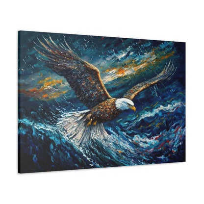 Bald Eagle Canvas Art Ready To Hang Large Print, Oil Painting, Colorful, Americana