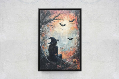 Witch Full Moon, Black Cat Wildflowers, Halloween Decor, Gothic Decor, Whimsical Halloween, Whimsy Night Stars, Bats Flying