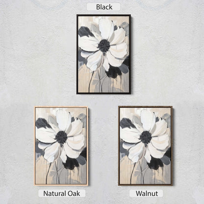 Modern Flower, Contemporary Art, Flower Painting, Black White Beige