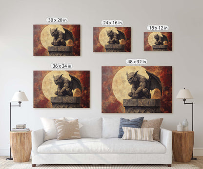 Gargoyle Night, Moon Gargoyle, Full Moon, Creepy Art, Gothic Halloween, Dark Academia, Dark Arts