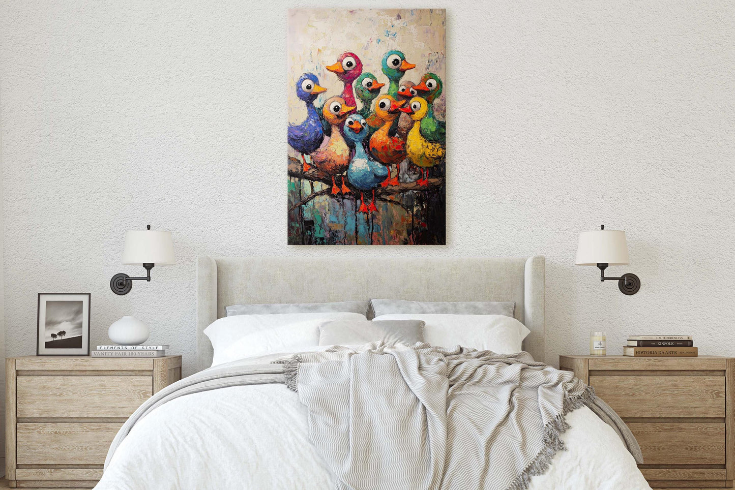 Colorful Ducks Print, Abstract Duck Print, Kids room, Colorful Fun, Bird Print