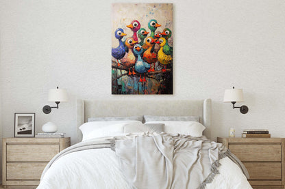 Colorful Ducks Print, Abstract Duck Print, Kids room, Colorful Fun, Bird Print