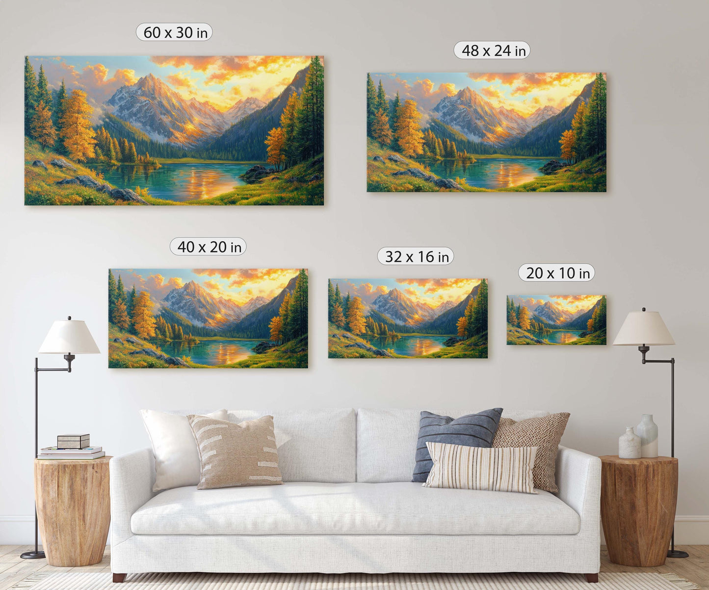 Fall Mountains, Mountain Lake, Nature Painting, Canvas print
