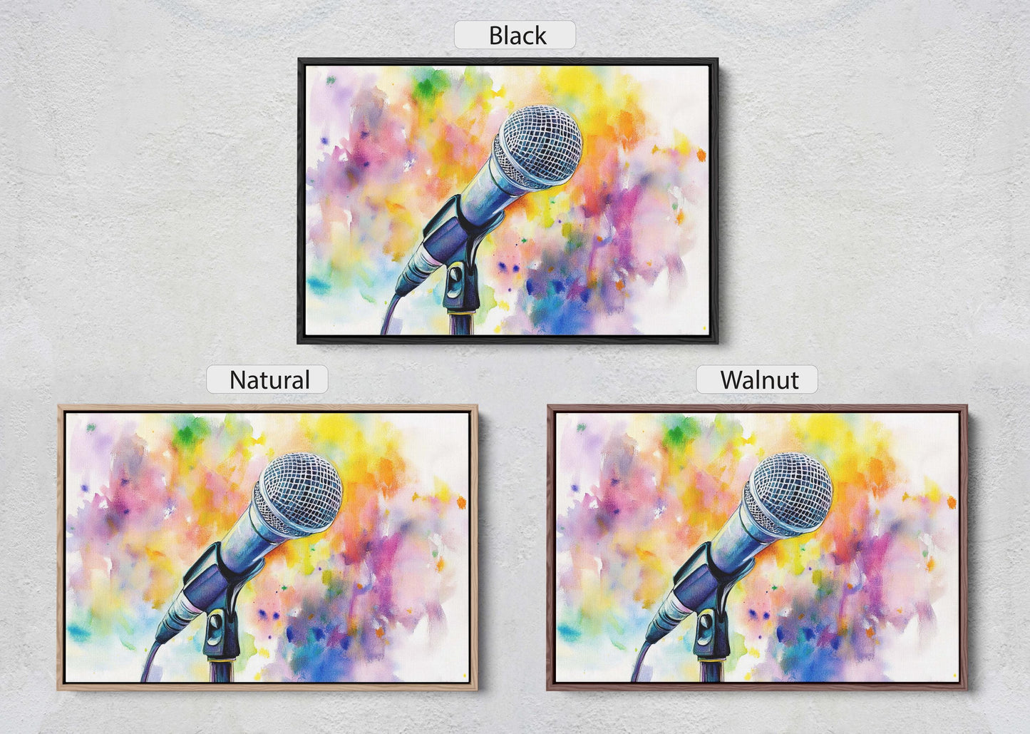 Microphone Art, Watercolor Mic, Gift for Singer