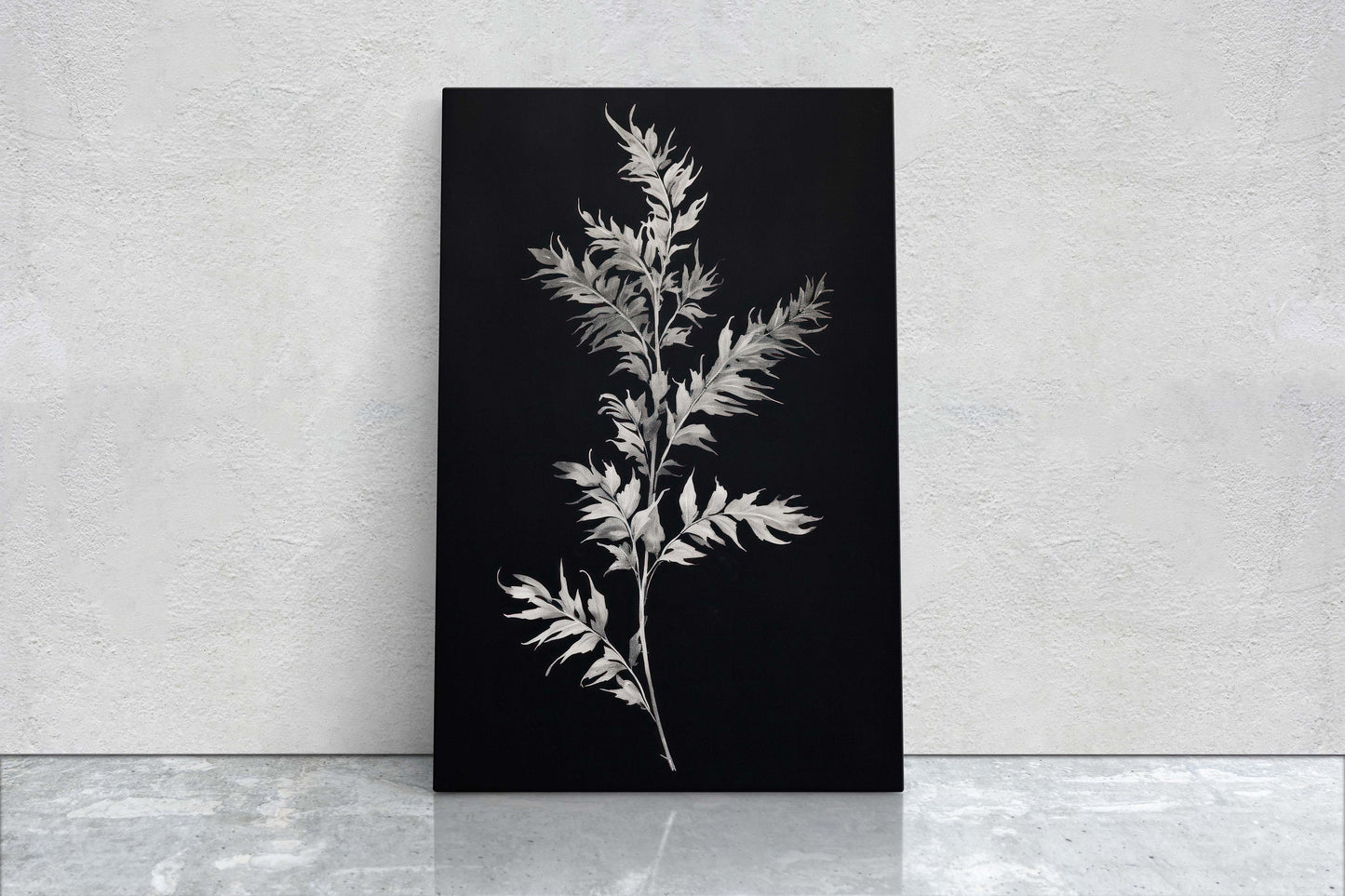 Black and White Floral, Botanical Art, Wildflower Decor, Farmhouse Print, Modern Art, Large Print, Framed Canvas