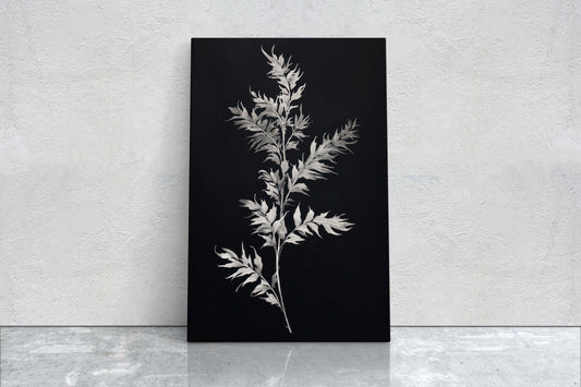 Black and White Floral, Botanical Art, Wildflower Decor, Farmhouse Print, Modern Art, Large Print, Framed Canvas
