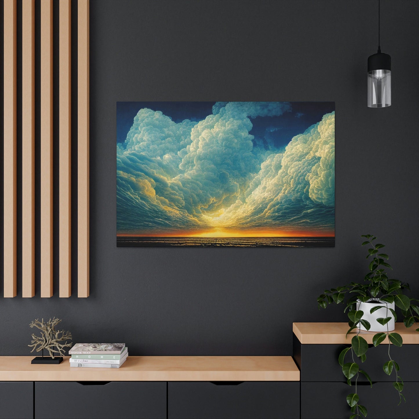 Storm Passing Art Ready To Hang Large Print, Oil Painting, Landscape, Dark Gloomy, Dramatic, Hopeful