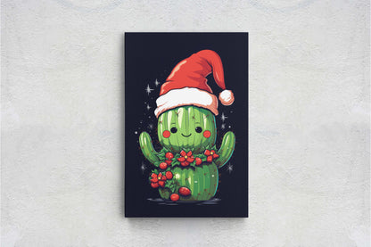 Christmas Cactus, Cute Cactus, Cute Christmas Decor, Illustration, Southwester, Chibi Style, Cartoon Cactus