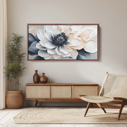 Black White Flower, Neutral Tones, Flower Painting