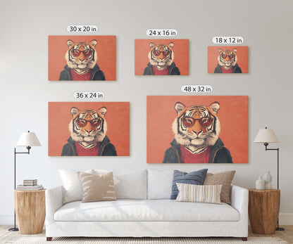 Hipster Tiger, Pop Art, Modern Decor, Street Art, Animal Art, Unique Art, Kids Room, Boys Room, Girls Room