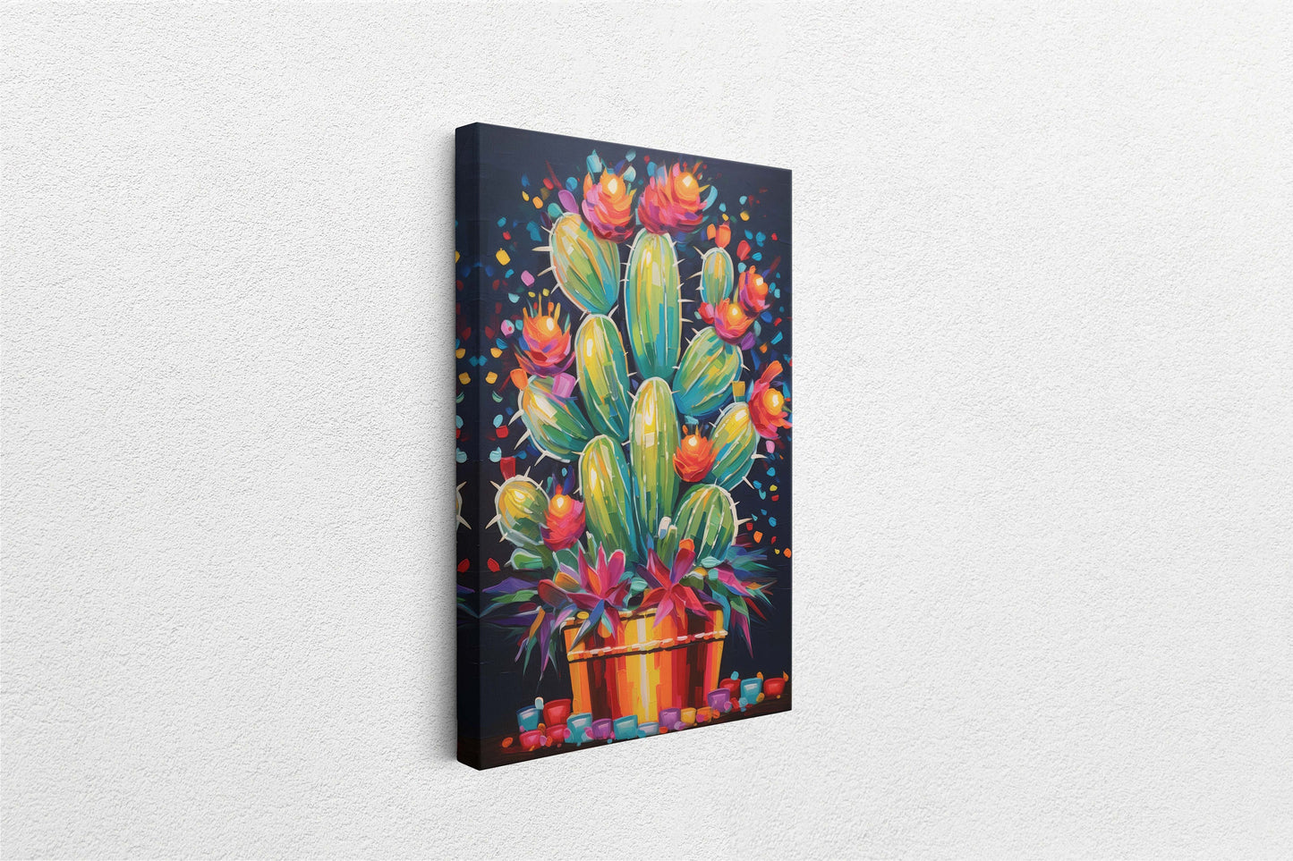 Colorful Cactus Painting, Southwest Decor, Desert Art, Southwestern, Framed Canvas, South West, Vibrant Painting