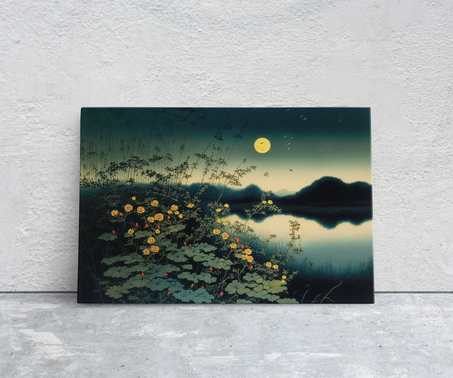 Japanese Firefly Canvas Art Ready To Hang Large Print, Oil Painting, Colorful