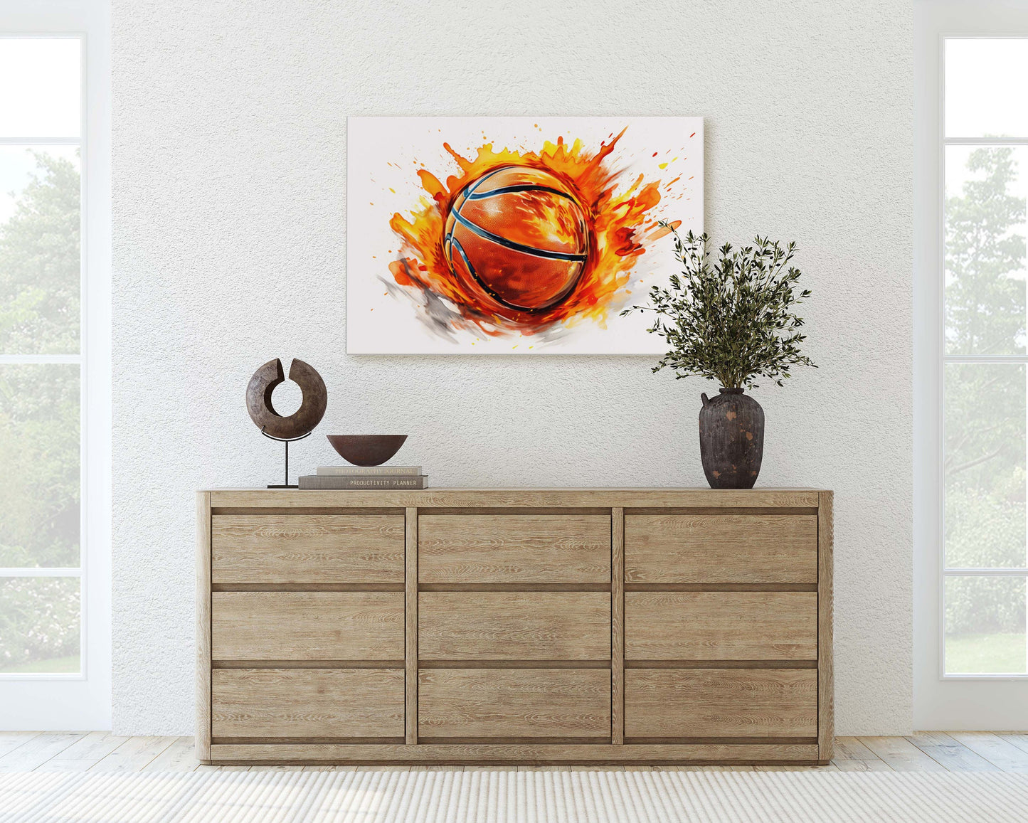 Basketball Painting, Sports Decor, Athlete Art, Framed Canvas, Large print, Kids Room, Boys Room, Gift For Him, Husband Gift, Dad Gift
