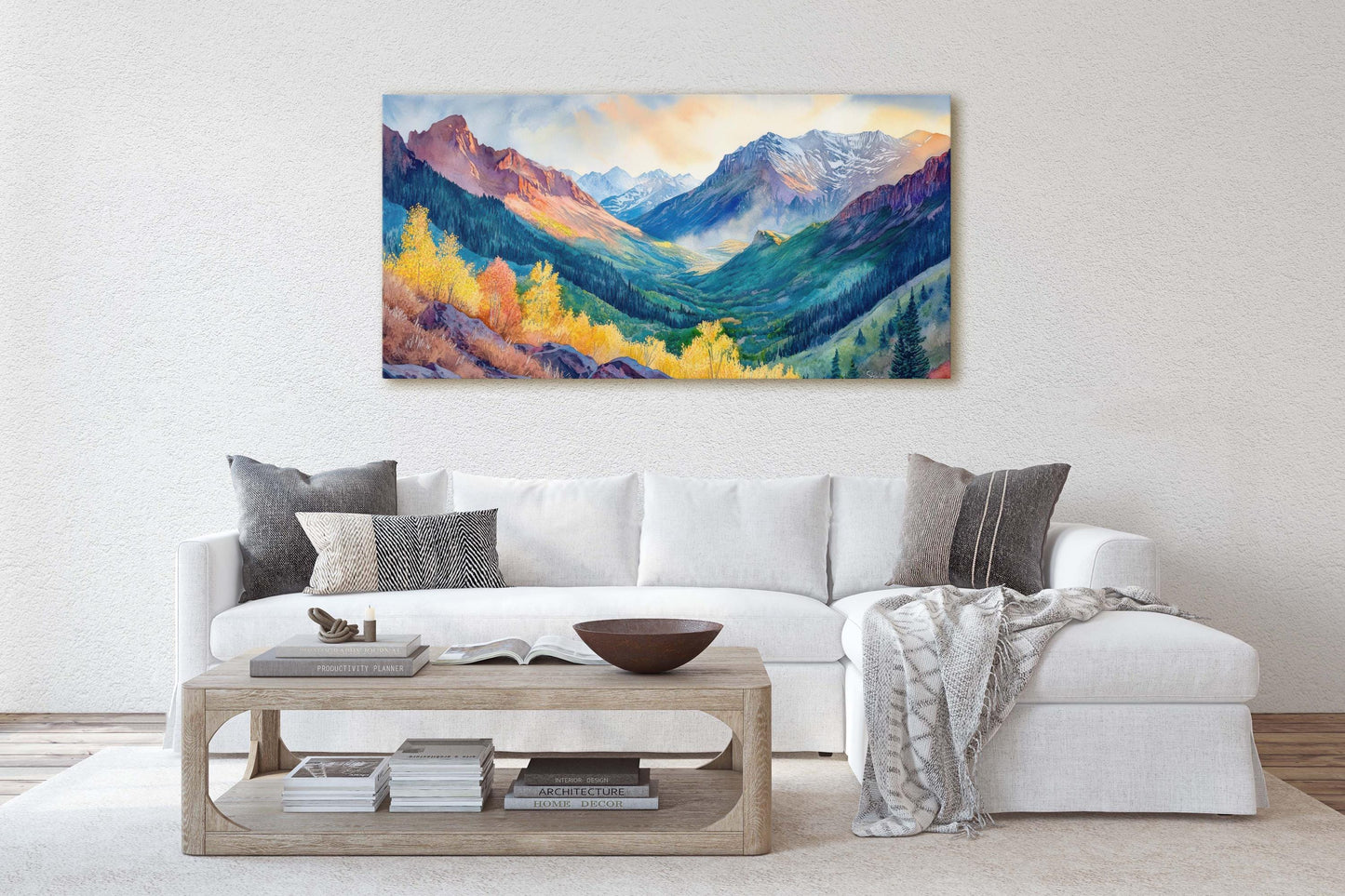 Telluride Colorado, Rocky Mountains,Fall Mountains, Vibrant Landscape, Framed Canvas, Extra Large Print