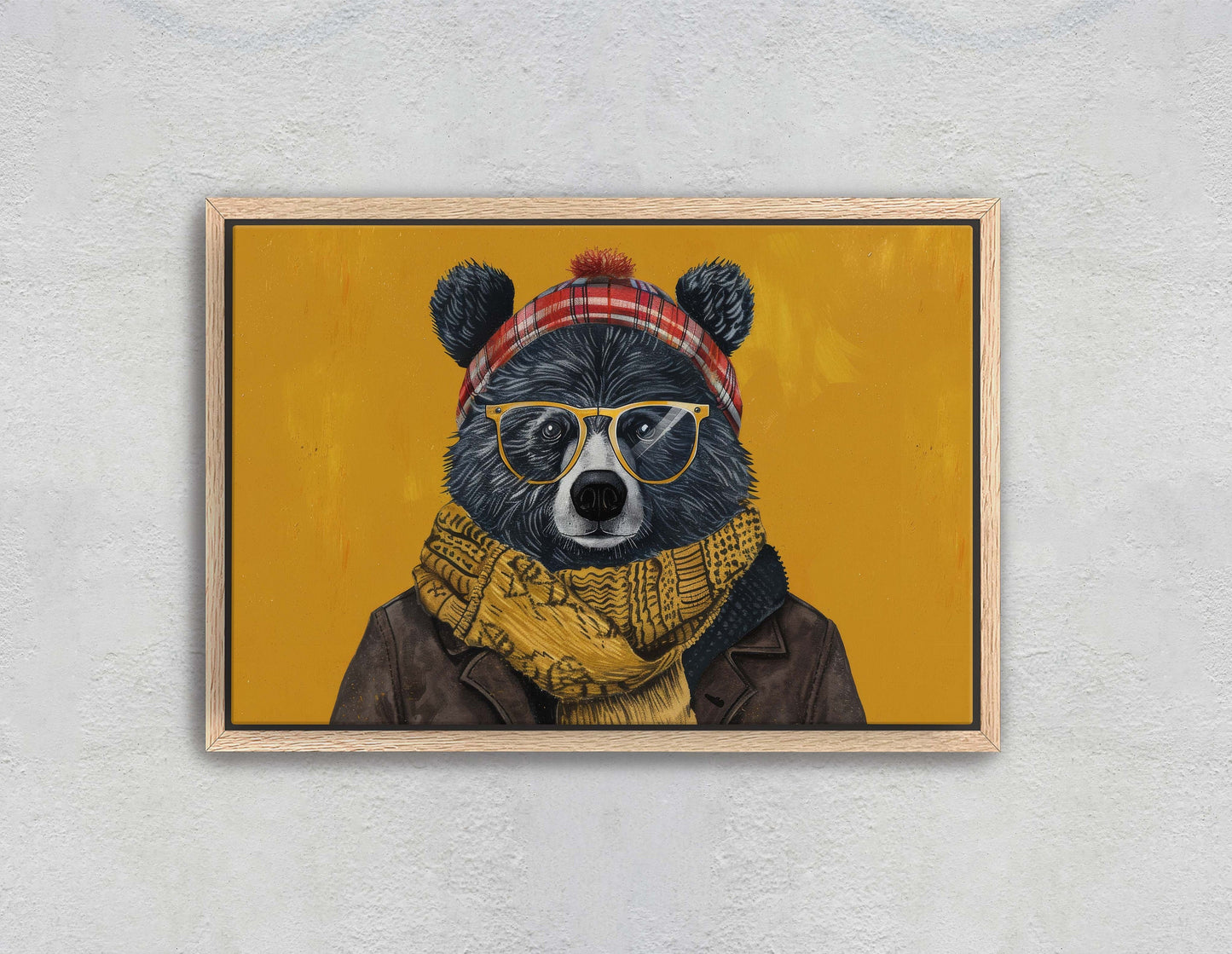 Hipster Bear, Pop Art, Street Art, Graffiti Painting, Animal Sunglasses, Orange Blue, Fun Quirky, Large Art Print, Kids Room, Boys Room