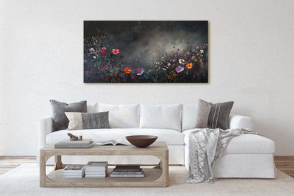 Moody Wildflowers, Flowers At Night, Dark Botanical, Wide Print
