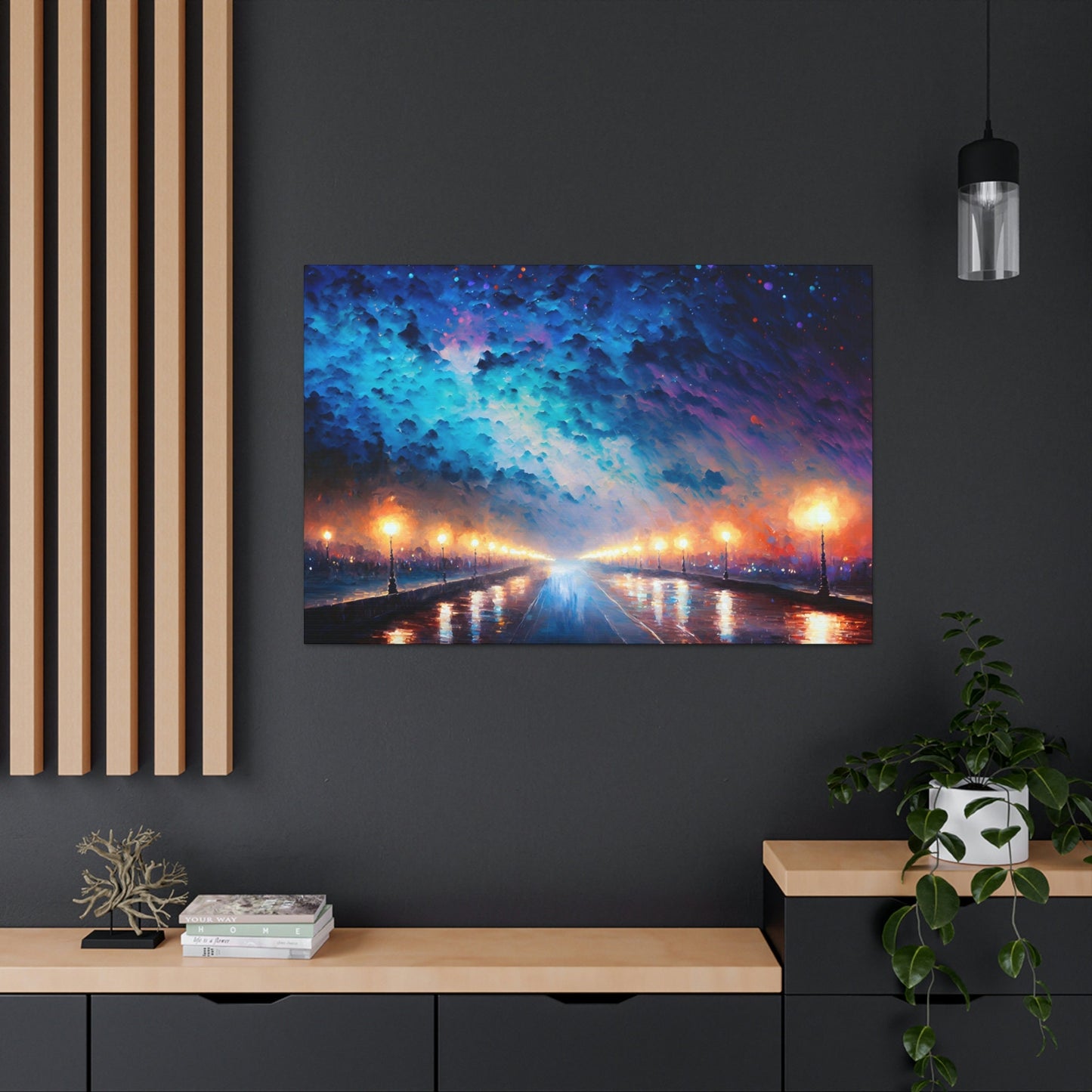 City Starry Night Canvas Art Ready To Hang