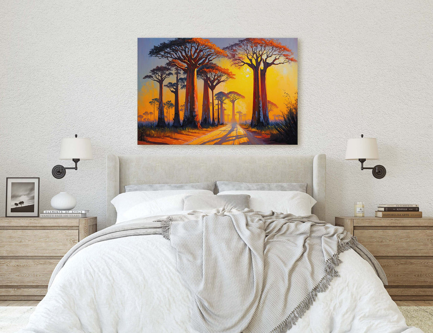 Baobab Avenue, Menabe Madagascar, Tree, Natural monument Canvas Art Large Print, Painting, Landscape