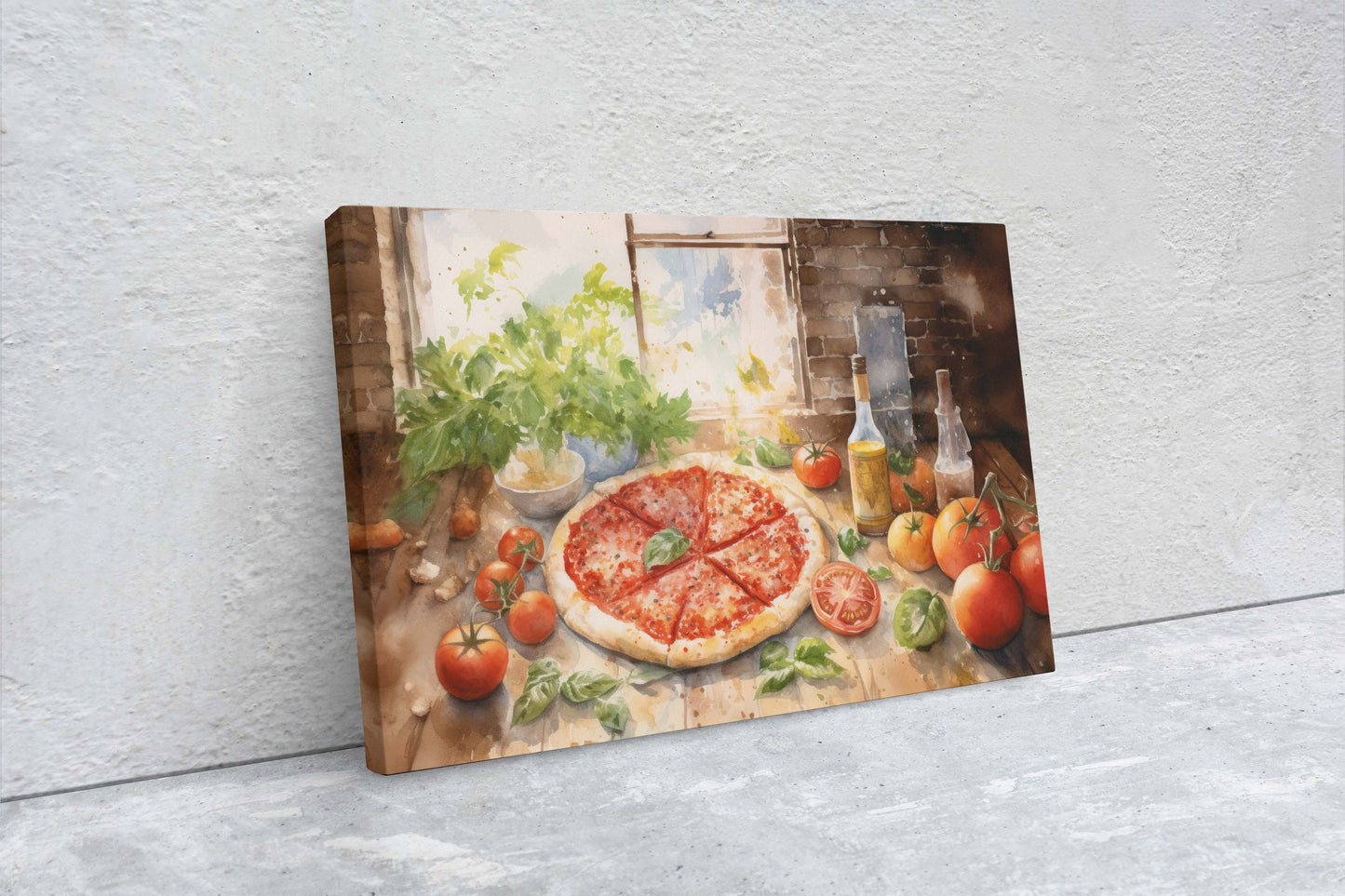 Italian Pizza, Margherita pizza, Food of Italy, Pizzeria, Restaurant Decor, Kitchen Print, Ready to Hang, Canvas Art Print, Large Art