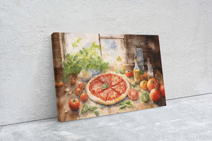 Italian Pizza, Margherita pizza, Food of Italy, Pizzeria, Restaurant Decor, Kitchen Print, Ready to Hang, Canvas Art Print, Large Art