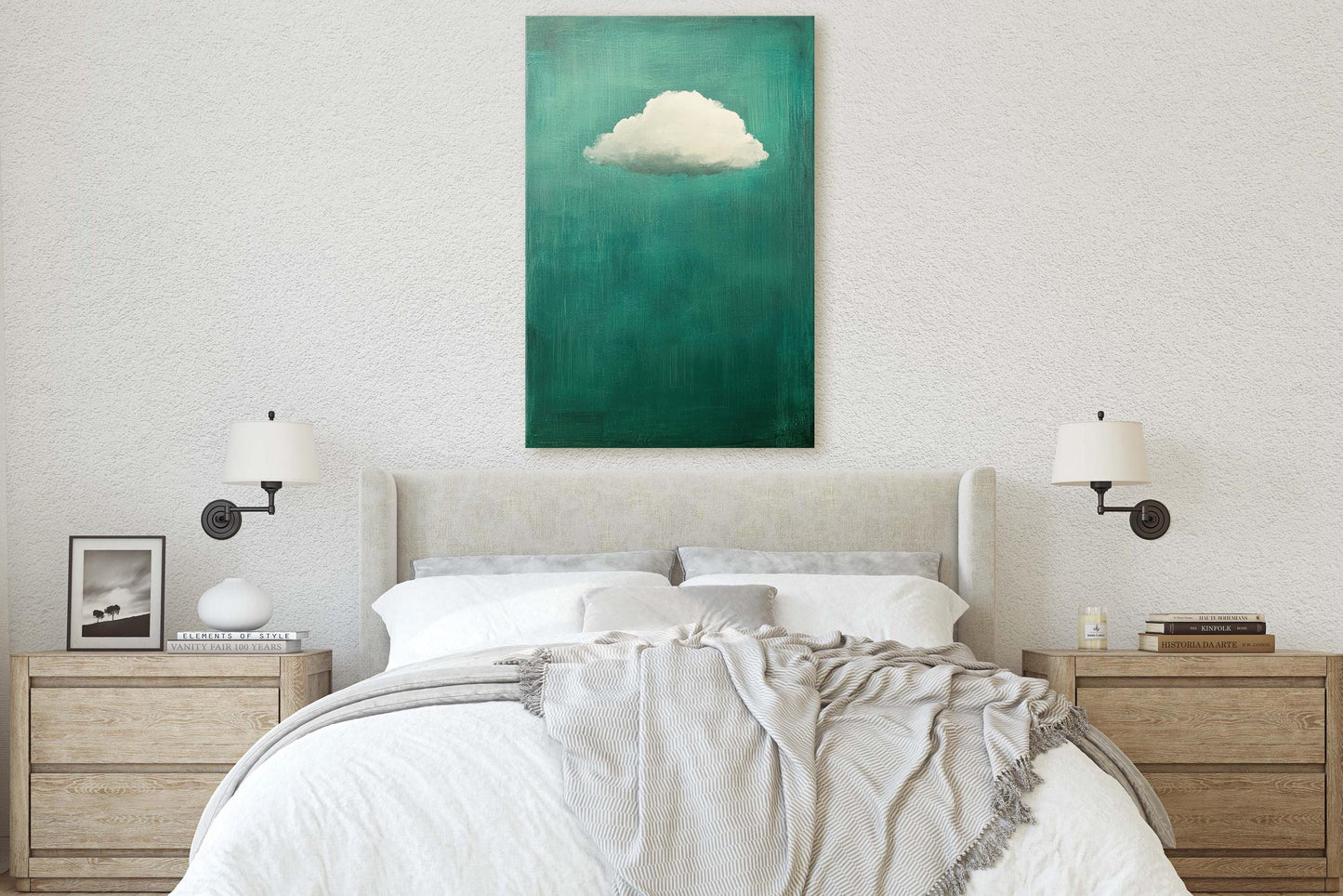 Moody Cloud Print, Emerald Green, Minimalist Art, Maximalist Art