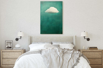 Moody Cloud Print, Emerald Green, Minimalist Art, Maximalist Art