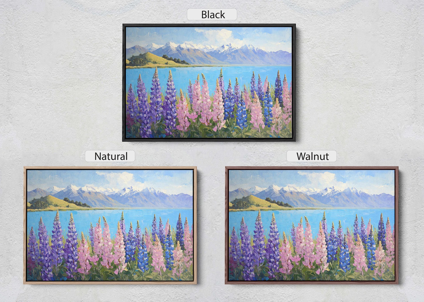 Lake Tekapo Painting, New Zealand Art, Landscape Painting, Wildflower Lake