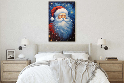 Santa Painting, Christmas Decor, Xmas Painting, Festive Painting, Winter Art, Framed Canvas, Santa Print