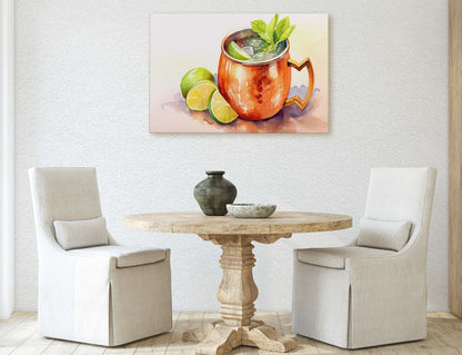 Moscow Mule, Copper Mug, Bar Decor, Restaurant art, Kitchen Decor, Dining Room Art, Beverage, Cocktail Print, Drink Decor, Mixologist