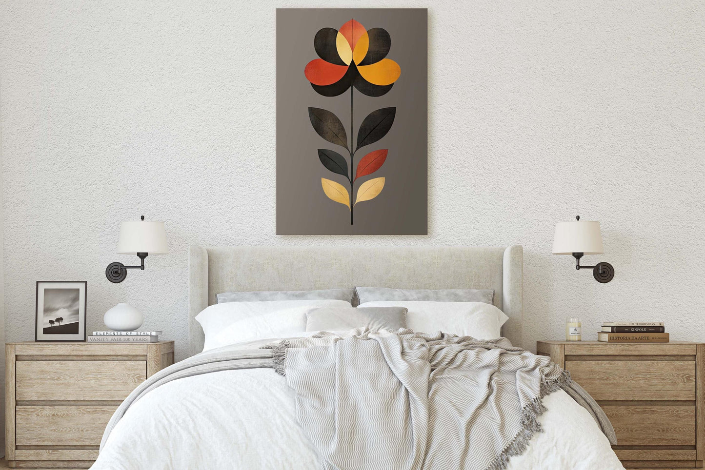 Modern Floral Decor, Contemporary Art, Simple Clean, Abstract Art