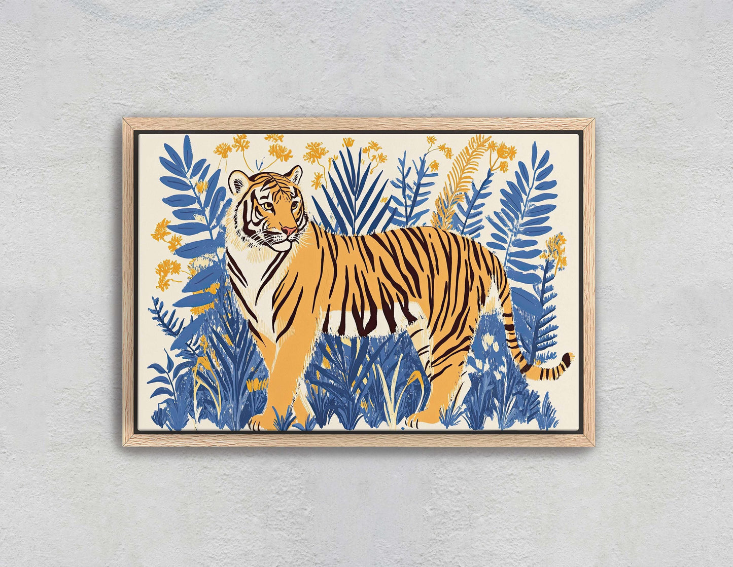 Jungle Tiger, Minimalist Tiger Print, Botanical Animal