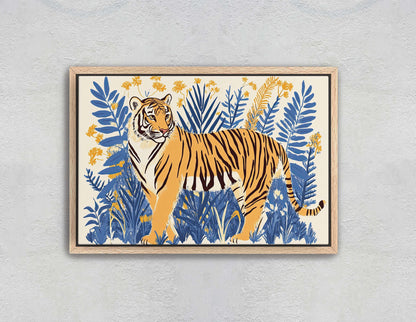Jungle Tiger, Minimalist Tiger Print, Botanical Animal