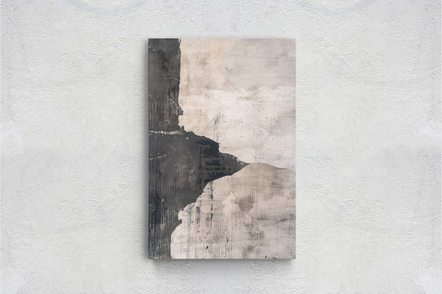 Wabi Sabi Artwork, Minimalist Texture, Neutral Tones, Black and White, Extra Large Print, Framed Canvas, Abstract, Texture