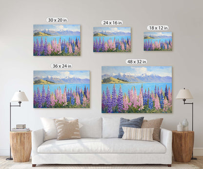Lake Tekapo Painting, New Zealand Art, Landscape Painting, Wildflower Lake