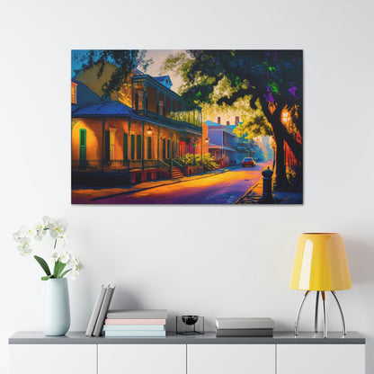 New Orleans Canvas Art Ready To Hang Large Print, Painting, Bright colors, Surreal, Sunset, Sunrise