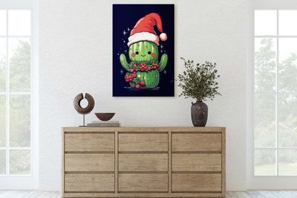 Christmas Cactus, Cute Cactus, Cute Christmas Decor, Illustration, Southwester, Chibi Style, Cartoon Cactus
