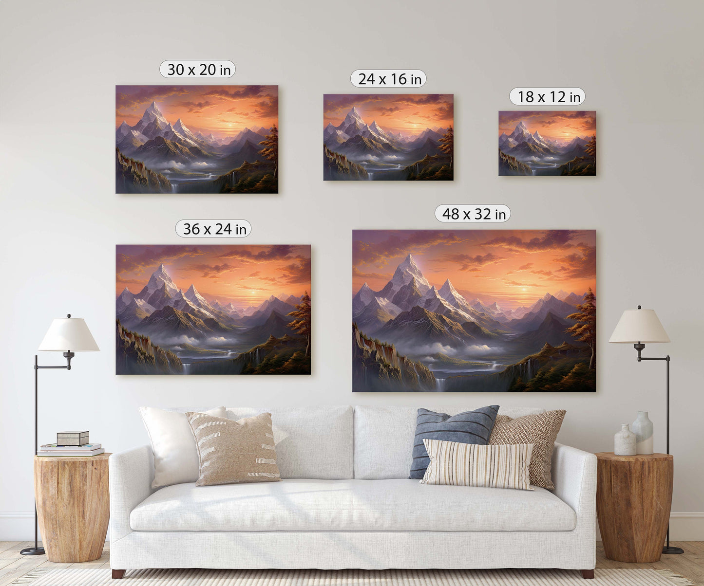 Large Abstract Mountain Painting, Original Scenery Painting, Landscape Room Decor, Living room Wall Decor,  Nature Wall Art