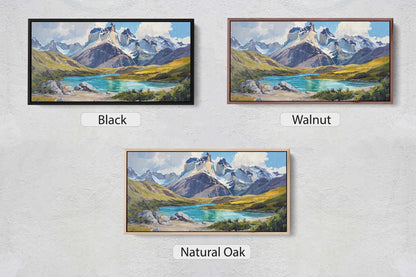 Torres del Paine Art, Chile Painting, Mountain Lake Art, Nature Painting