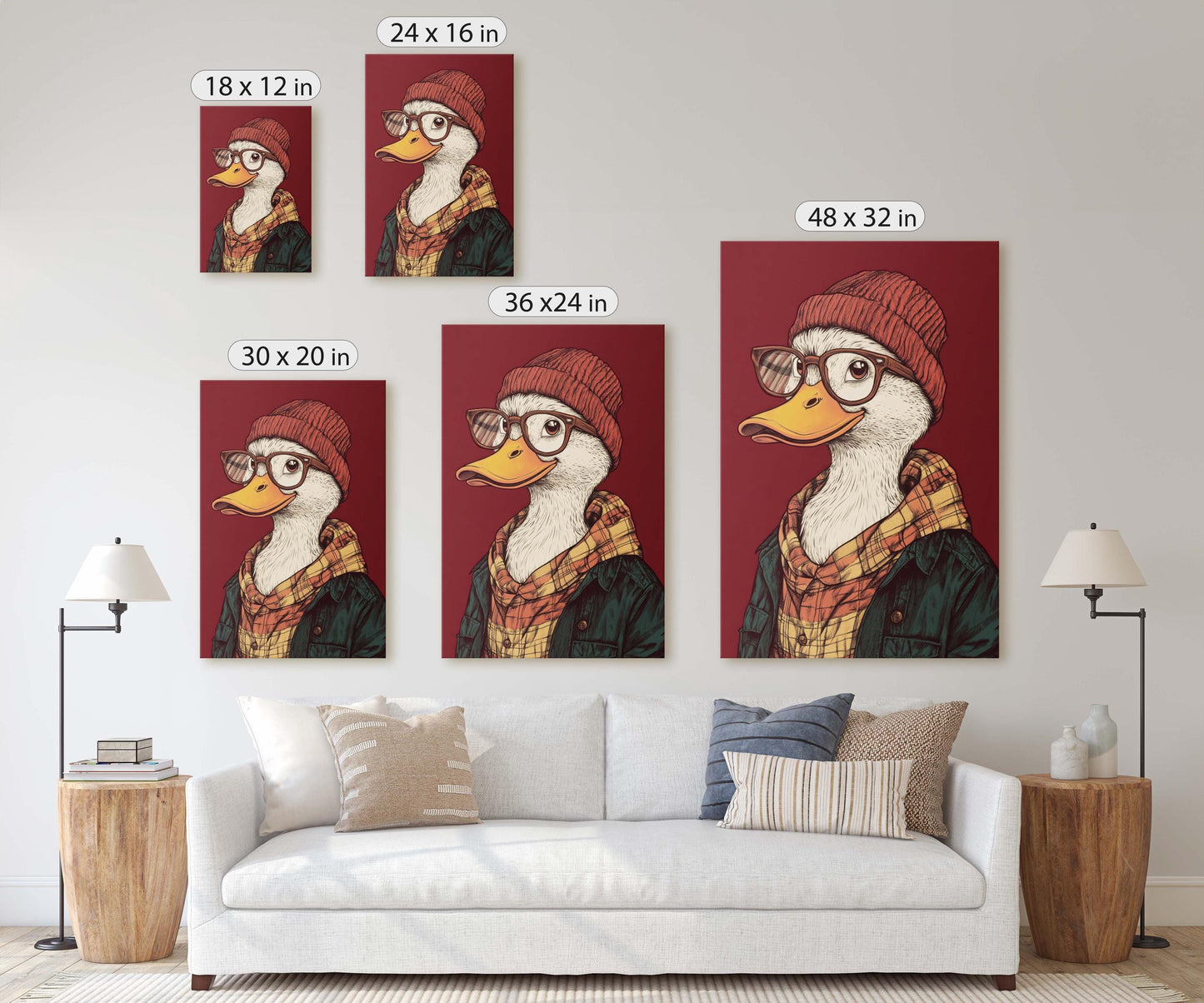 Hipster Duck, Pop Art, Modern Decor, Street Art, Animal Art, Unique Art, Animal Sunglasses, Kids Room, Boys Room