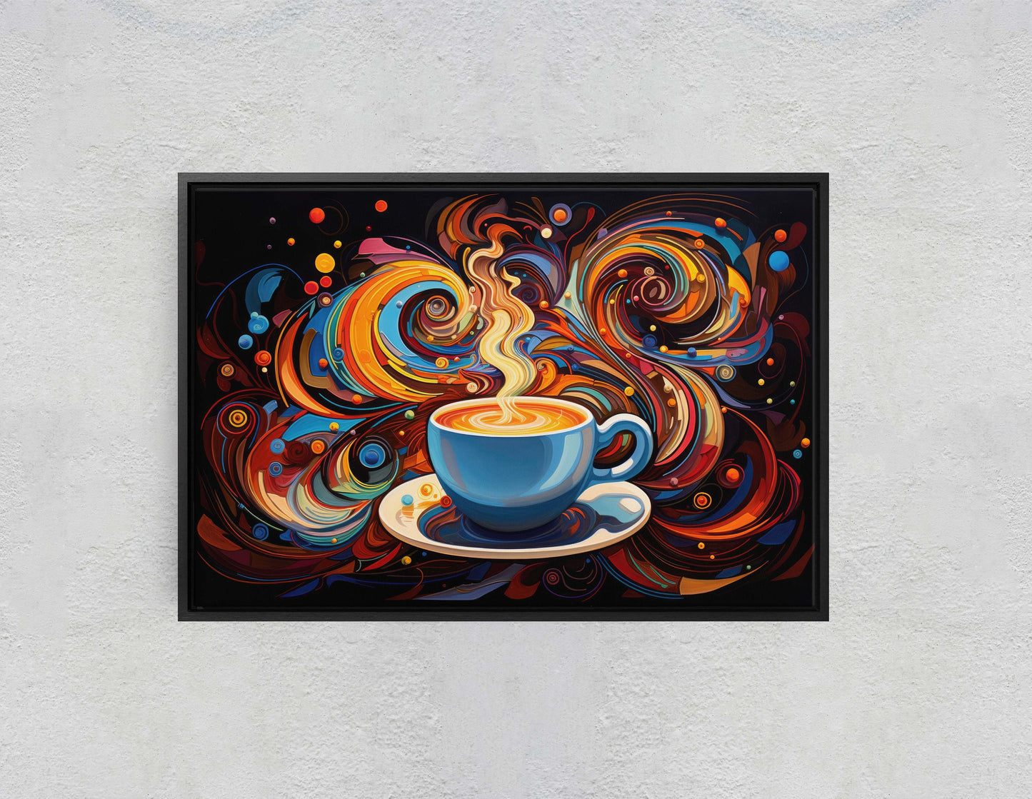 Modern Coffee, Coffee Art, Latte Painting, Pop Art, Modern Contemporary, Colorful Vivid, Abstract, Framed Canvas, Large Art print