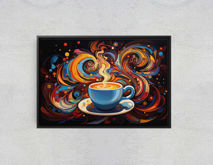 Modern Coffee, Coffee Art, Latte Painting, Pop Art, Modern Contemporary, Colorful Vivid, Abstract, Framed Canvas, Large Art print