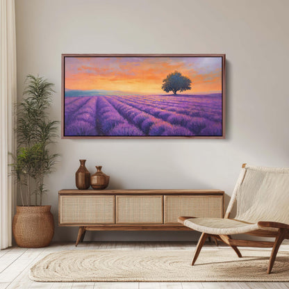 Lavender Fields, Sunset Lavender Painting, Wildflower Painting