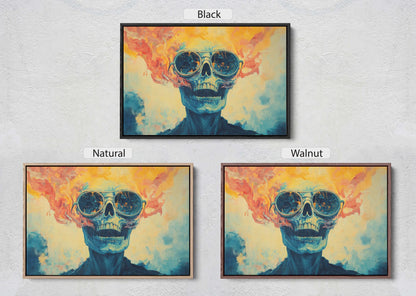 Flaming Skull, Screaming Skeleton, Gothic Decor, Halloween Art, Pop Art, Creepy Decor, Scary Art