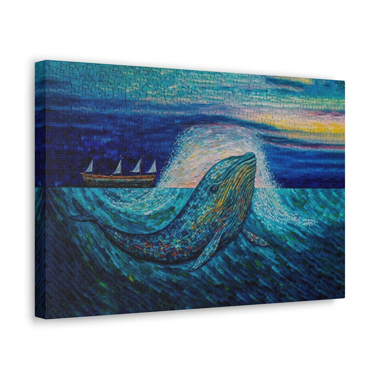 Whale Expressionism Art Ready To Hang Large Print, Oil Painting, Landscape, Dark Gloomy, Dramatic, Hopeful