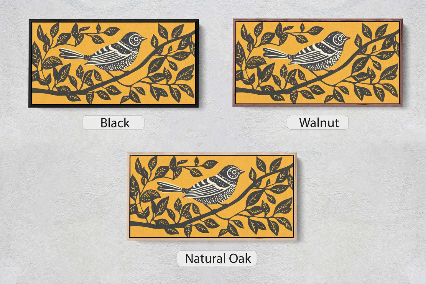 Linocut Bird Art, Scandinavian Art, Contemporary Decor