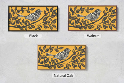 Linocut Bird Art, Scandinavian Art, Contemporary Decor