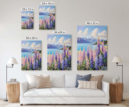 Lake Tekapo Painting, New Zealand Art, Landscape Painting, Wildflower Lake